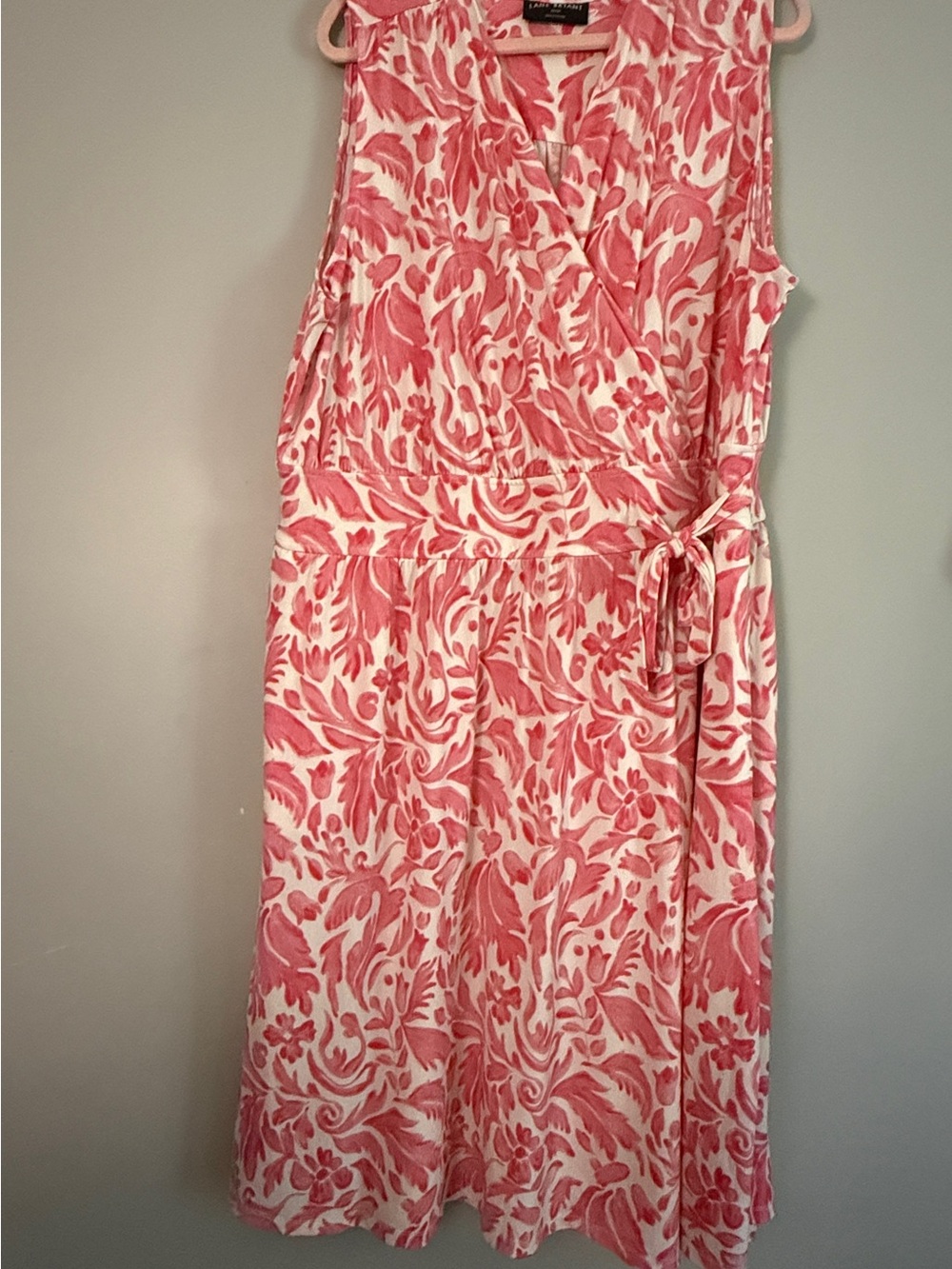 Lane Bryant Sz22/24 Sleeveless Pink Floral Wrap Dress